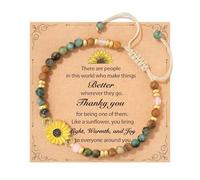 XFSRG Perlen Armband für Damen 4MM Naturstein Armbänder mit verstellbarem geflochtenem Band Motivationskarte inspirierendes Schmuck-Set für positive Energie Selbstmotivation Alltag