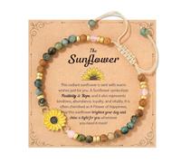 XFSRG Perlen Armband für Damen 4MM Naturstein Armbänder mit verstellbarem geflochtenem Band Motivationskarte inspirierendes Schmuck-Set für positive Energie Selbstmotivation Alltag