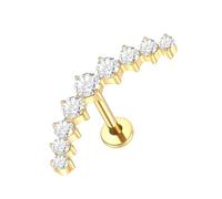 XFSRG Piercing Innengewinde Titan G23 Elegante Kristall Ohrstecker Helix Earring Knorpel Funkelnde Ohrkletterer für Alltag und besondere Anlässe(Gold)
