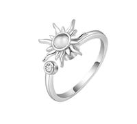 XFSRG Ringe Damen Sonnenblume Drehbares Design Stressabbauender Ring Verstellbare Passform Rings mit Kristallen Besetzt Geschenk Zum Geburtstag Hochzeit und Galadinner