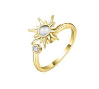XFSRG Ringe Damen Sonnenblume Drehbares Design Stressabbauender Ring Verstellbare Passform Rings mit Kristallen Besetzt Geschenk Zum Geburtstag Hochzeit und Galadinner