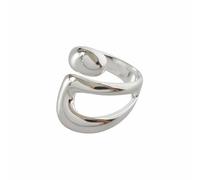 XFSRG Ringe für Damen und Herren Verstellbarer Offener Hohlring Unregelmäßige Geometrische Form Ring Statement Schmuck Geeignet für den Täglichen Gebrauch (Silber)