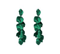 XFSRG Rosenblatt Ohrringe für Damen Mehrstufige Acryl Blütenblatt Baumeln Ohrringe, Elegant Tropfen Statement Quaste Blumen(Grün)