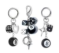 XFSRG Schlüsselanhänger Würfel Design Keychain mit 8-Ball Anhänger 3 Stück Schlüsselanhänger Auto Schlüsselring Mehrfach Anhänger Schlüsselschilder für Taschen Rucksack