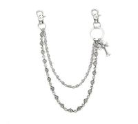 XFSRG Schlüsselkette Doppelstrang Körperketten Mit Kreuzanhänger Stilvolle Hosenkette Für Männer Und Frauen Punk Rock Mode Accessoire (Kreuz-Doppelschicht)