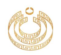 XFSRG Schmuck Set Damen 18K Vergoldet Griechisches Muster Choker Armband Ring Schmuckset für Geschenke Valentinstag Muttertagsgeschenke Geburtstags