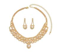 XFSRG Schmuckset Collier und Ohrringe - Kristall Strass Elegant Glänzend - Luxus Brautschmuck für Hochzeit, Party, Jubiläum, Abend, Ball