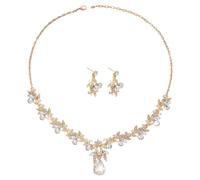 XFSRG Schmuckset für Damen Halskette und Ohrringe Set mit Funkelnden Zirkonia Schmuckset für Hochzeiten und Partys(Gold)