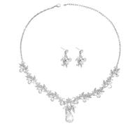 XFSRG Schmuckset für Damen Halskette und Ohrringe Set mit Funkelnden Zirkonia Schmuckset für Hochzeiten und Partys(Silber)