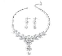 XFSRG Schmuckset Strass Halskette Ohrringe Sets Luxus Exquisit Elegantes Design Für Damen und Mädchen Geschenke Schmuck