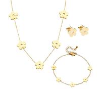 XFSRG Schmuckset Verstellbar Legierung Glückliches Blumenschmuck mit Ohrringe Halskette Armband Anhänger Party Schmuck Set ideal für Geschenke Besondere Anlässe und Frauen(Gold #2)