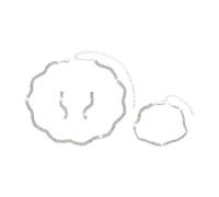 XFSRG Schmucksets für Damen Halskette Armband Ohrringe Set Kristall Brautschmuck Set für Frauen Jewellery Geschenk Hochzeit Party Geburtstag (Silber)