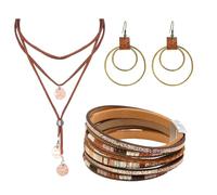 XFSRG Schmucksets Für Damen Mit Vintage Halskette Boho Ohrringe Und Lederarmband Perfekt Für Alltag Und Besondere Anlässe