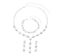 XFSRG Schmucksets für Damen Perlen und Kristall Silber Schmuckset Damen für Hochzeit und Abendveranstaltungen (Perle)