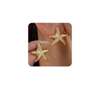 XFSRG Seestern Ohrringe 14K Gold Creolen Sommer Strand Ohrbügel Hypoallergene Modeschmuck Ohrstecker für Mädchen (Gold 2)