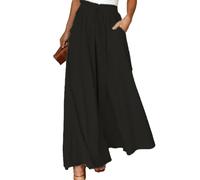 XFSRG Sommerhose Damen Leicht Weit Bein Musselin Hose Damen Leinenhose Sommer Bequeme Culotte Sommer für Freizeit und Urlaub(S)