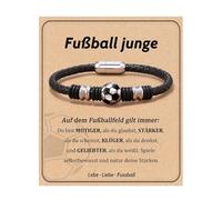 XFSRG Sportliches Armband Herren Fußball Lederarmband mit Magnetverschluss Geschenk für Teenager Fußballfans zu Geburtstag Weihnachten und Schulanfang (Silber)