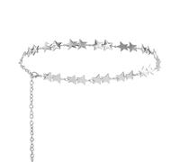 XFSRG Sternen Taillenkette für Damen Modische Silberne Bauchketten mit Sternanhängern für Party Festival und Alltag Verstellbarer Gürtelkette für Stilvolle Outfits (Silver,Double Star)