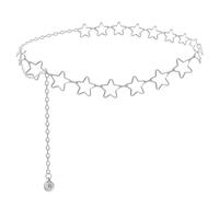 XFSRG Sternen Taillenkette für Damen Modische Silberne Bauchketten mit Sternanhängern für Party Festival und Alltag Verstellbarer Gürtelkette für Stilvolle Outfits (Silber)