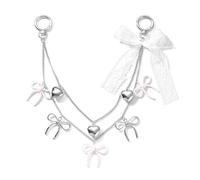 XFSRG Taschenschmuck Mit Herzund Schleifenanhänger Silberne Taschenkette Mit Spitzenband Modische Taschen Accessoires Für Damen