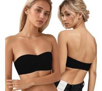 XFSRG Trägerloser BH Damen Push Up Ohne Bügel Soft Bra Büstenhalter mit Geformte Cups Unsichtbar Abnehmbare Träger für Abendkleider Ballkleider Brautkleider（Schwarz 32/70AB）