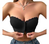 XFSRG Trägerloser BH Ohne Bügel Sexy Damen Bandeau BH Push Up Klassische BHS für Alltag und Besondere Anlässe(Schwarz M)