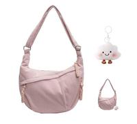 XFSRG Umhängetasche Damen Crossbody Moon Bag Stylische Umhängetasche mit Verstellbarem Gurt Gürteltasche für Reisen Arbeit Uni Jeden Anlass（Rosa）