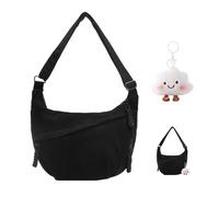 XFSRG Umhängetasche Damen Crossbody Moon Bag Stylische Umhängetasche mit Verstellbarem Gurt Gürteltasche für Reisen Arbeit Uni Jeden Anlass（Schwarz）