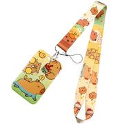 XFUYI Schlüsselband mit Capybara-Motiv, Kartenhalter mit Cartoon-Tiermotiv, schöner Ausweishalter für Schülerinnen