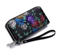 XFZJCHAP Doppelte Reißverschlussvölkerbein Damen Langes Leder-Multi-Slot ， Multi-Card-Anti-RF-Scanfunktion, die Beste Wahl ， The Rose