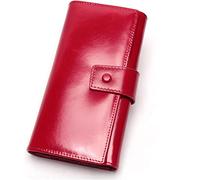 XFZJCHAP Kartenbrieftaschen Guine Leder WOM WOM Wallet Clutch Bag Female Langkartenhalter Lady Coin Geldbörse (Farbe: Wein rot)