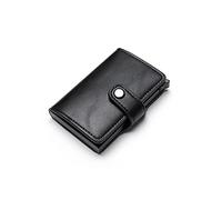 XFZJCHAP MS Wallets HaSP PU Leder Wallet Casual Card Halter Protektor Smart Wallet Aluminium Card Hülle Slim M WOM Tasche (Farbe: Schwarz)