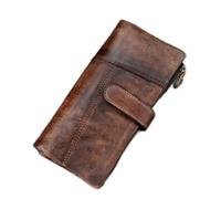 XFZJCHAP Vintage Guine Leder Langes Geldbeutel M WOM -Kreditkartenhalter Geldbeutel Reißverschluss Business Moible Telefon Brieftasche (Farbe: A, Größe: Einen Größe)