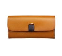 XFZJCHAP Vintage Original handgefertigtes Langen Brieftaschengemüse gebräuntes Leder mit großer Kapazitätskartenhalter der großen Kapazitätskapazität (Farbe: Schwarz, Größe: 19 * 9 *)