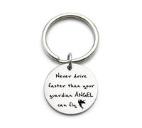 XGAKWD Schlusselanhanger mit der Aufschrift ?Fahre nie schneller, als dein Schutzengel fliegen kann?, susse Geschenke zum 16. Geburtstag, Geschenk