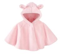 XGOPTS Kapuzenmantel Jungen Mädchen Cape Plüsch Winddicht Kinderponcho Warm Wollmantel Weich Poncho Kleinkind Windjacke Kunstwolle Outdoor Dinoumhang Elefant Kinder Windjacke Herbst Winter (Rosa1)