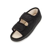 XGOPTS Orthopädische Hausschuhe Damen Herren Senioren Schuhe mit klettverschluss Verstellbare Reha Sandale Stretch Unisex Rutsch Fußpflegeschuhe Schwarz 45-46