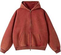 XGWDP Womens and Mens Zip Up Hoodies Long Sleeve Fall Oversized Sweatshirts Acid Wash Y2K Jacket with Pockets (02,X-Large)