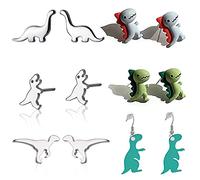 XHBTS 6 Paare Winzige Dinosaurier Ohrstecker für Frauen Männer Brontosaurus Dinosaurier Ohrstecker Kleine Dinosaurier Ohrringe Ohrstecker Acryl Dinosaurier Drop Dangle Ohrringe mit Mini Stoff,Box