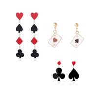XHBTS Funny Spielkarten Muster Dangle Drop Ohrring Acryl Pik Herzen Pflaume Poker Ohrringe Poker Nail Art Aufkleber