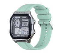 xhKJO Ersatzarmbänder für Casio AE 1200 / W 218h / AE 1300 / F 91W / W 218h / AQ S810W, Silikonarmband für Casio W 219 / F 108WH/ AE 1000W / SGW 500H, Grün 1, 18 mm de ancho, 120 mm de largo, 83 mm de