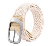 xhKJO Stretchgürtel Herren, Braided Stretch Solo Belt,Gürtel Handgemacht,Stoffgürtel Stretchgürtel Elastik Flechtgürtel Geflochtener und Elastischer Dehnbarer Gürtel für Damen und Herren (Beige)