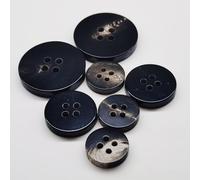 XHYXWN 10 Stück 10-25 mm Naturhornknöpfe, 4-Loch-runde Echthornknöpfe, Schwarze handgenähte Echthornknöpfe für Anzugpullover, Windjacke, Dekoration