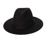 Xiang Ru Herren Damen Wolle Fedora Hut Elegant Breite Krempe Panama Trilby Filzhut mit Band Jazz Cowboy Cap M Reine Farbe Schwarz.