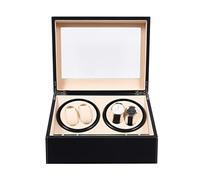 Xianikoho 4 + 6 Luxus-Uhrenbeweger für Automatikuhren, automatische Drehung, Uhrenbeweger, Uhrenbox für Männer und Frauen, Leder-Aufbewahrungsbox, Displaybox, Geschenk, Schwarz, Modern