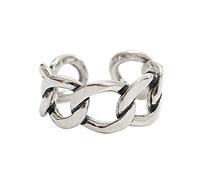 XIANNVQB 925 Silberringe - 925 Sterling Silber Eröffnung Ring Große Schloss Kette Hohl Eng Gewebt Ring Retro Tun Den Alten Ring Vintage Silber Schmuck Für Frauen, Wie Gezeigt, Eröffnung