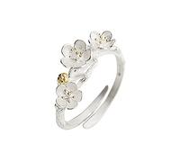 XIANNVQB 925 Silberringe - 925 Sterling Silber Pflaume Blumenringe Für Frauen Verstellbare Größe Finger Ring Mode Elegante Schmuck Geschenke, Wie Gezeigt, Öffnung