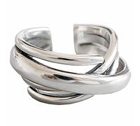 XIANNVQB 925 Silberringe - 925 Sterling Silber Ringe Für Frauen Verstellbar Geometrische Unregelmäßige Ringe Retro Einfache Neuheit Schmuck Ring, Wie Gezeigt, Öffnung