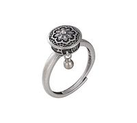 XIANNVQB 925 Silberringe - Chinesischer Stil S925 Verstellbarer Ring Retro Persönlichkeit Sechs-Zeichen Mantra Lotus Gebetsmühle Öffnungsring Schmuck Geschenk, S925Silber Ring, Verstellbar