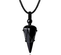 XIANNVXI Obsidian Kette Herren Sechseckiger Kristalle Anhänger Ketten Polierte Edelsteine Einstellbare Schwarzes Lederseil Reiki Heilung Steine Halskette Damen Schmuck Papa Geschenke für Männer